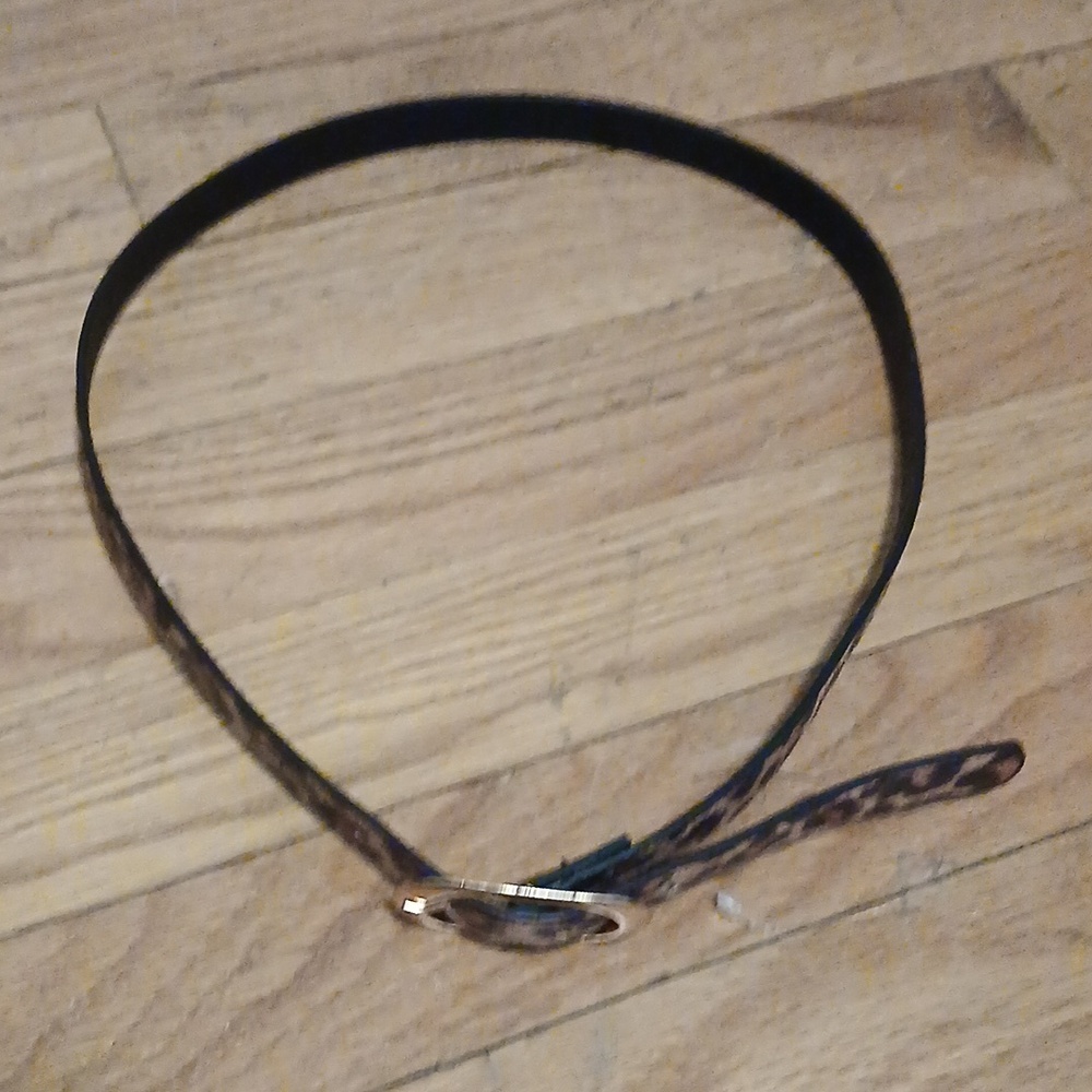 Leopard Print Slim Belt with Gold Buckle